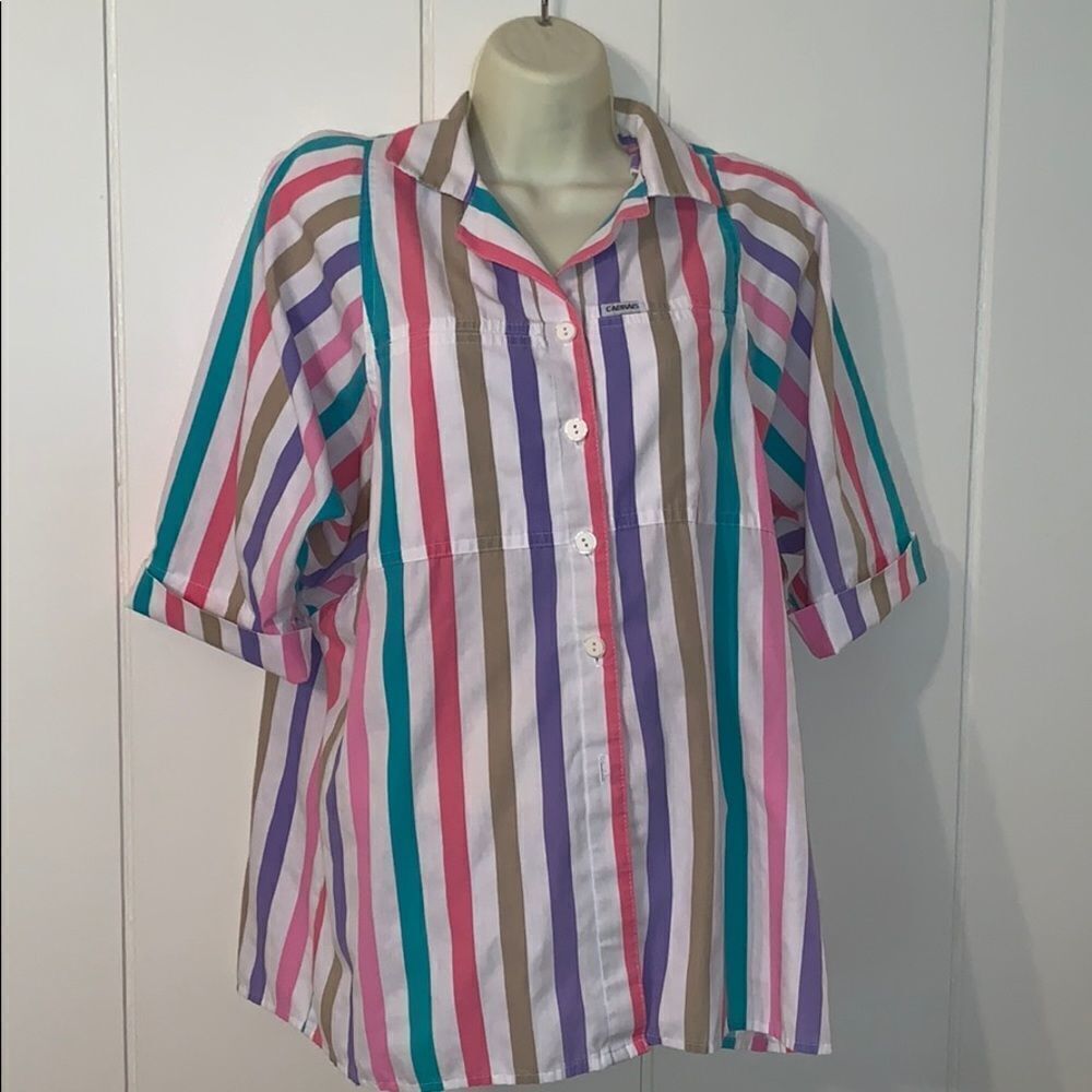 Totally 80s Vtg Cabrais striped multi color top